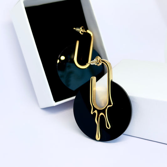 Melted Black Earrings